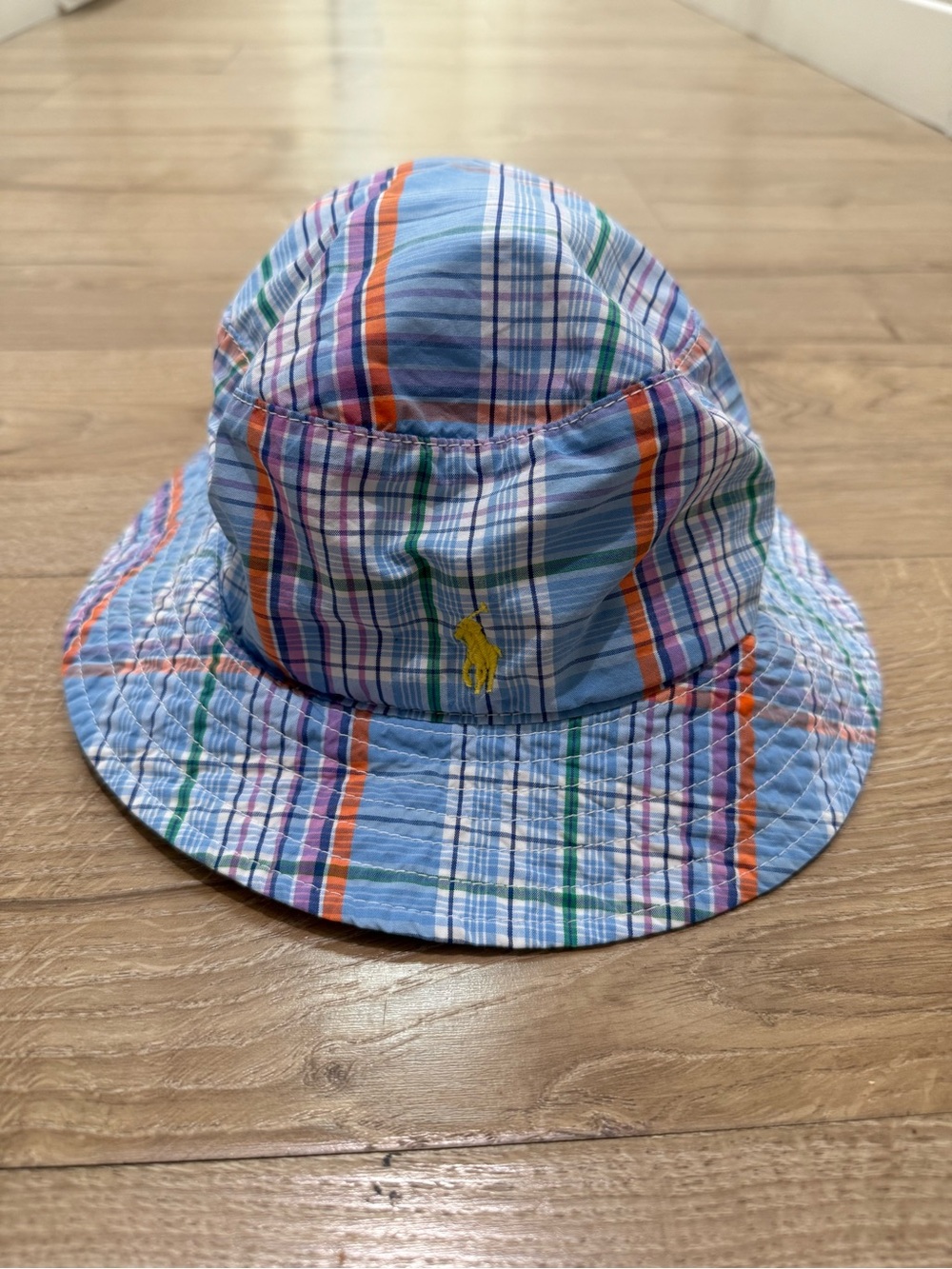 Polo Ralph Lauren vintage plaid check limited edition blue 90s bucket hat S/M
